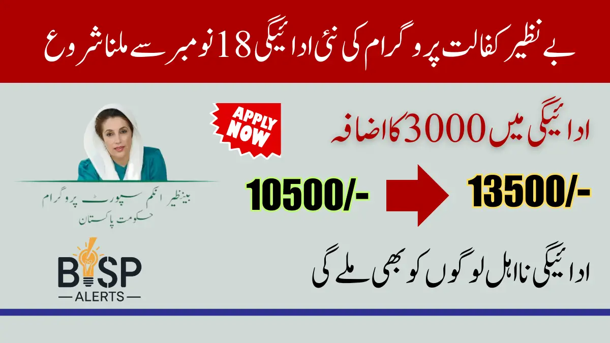 Benazir Kafalat 13500 Latest Payment Disbursement Start From 18 November 2024